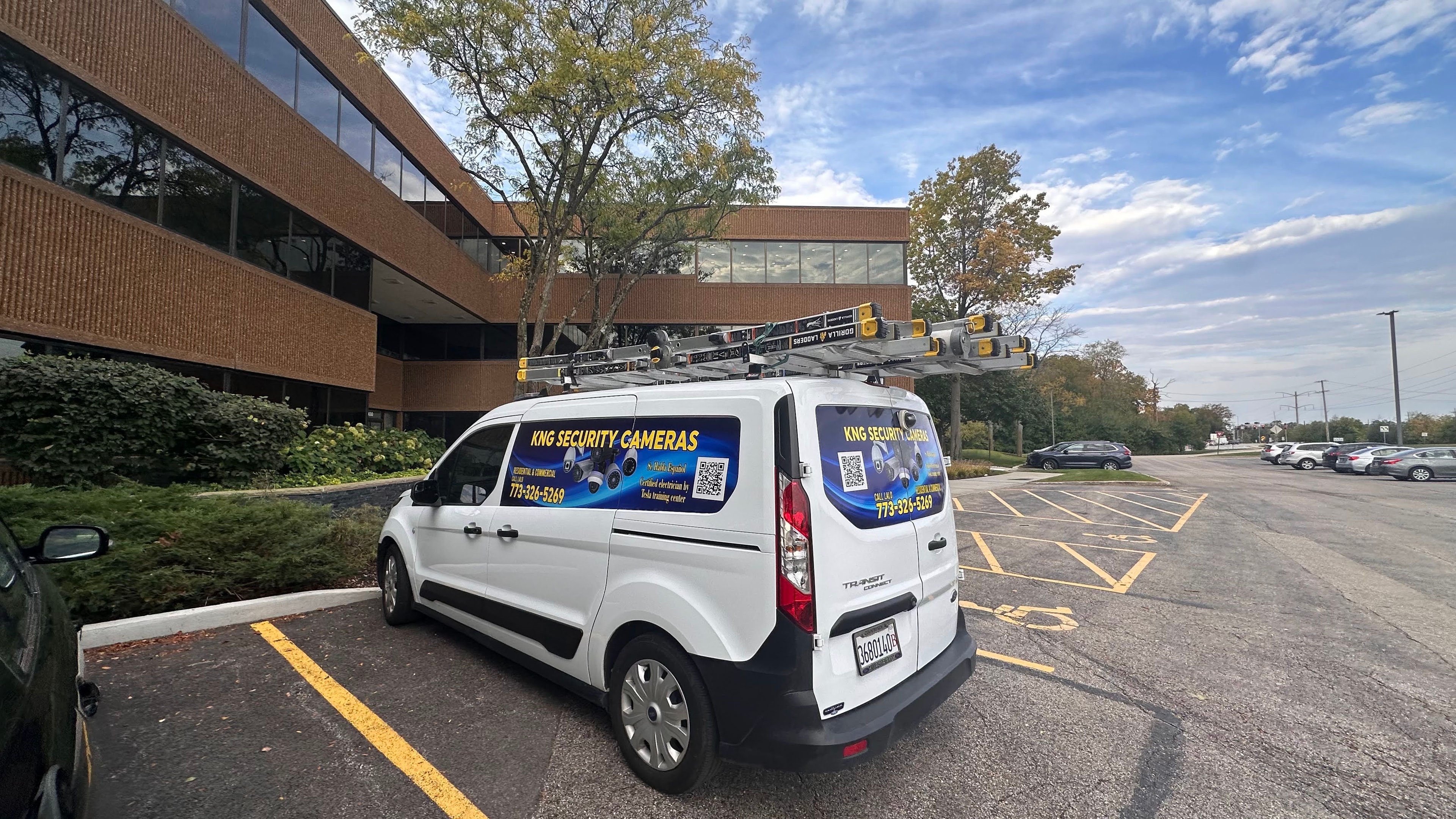 KNG Security Cameras van at residential job site